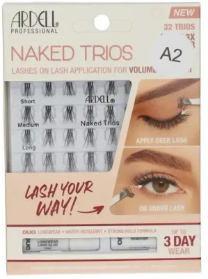 Набор накладных ресниц Ardell Naked Lashes Trios Kit естественный объём, водостойкие, 32 шт