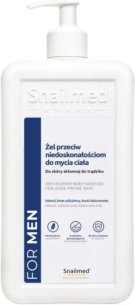 Гель для душа Snailmed для мужчин для кожи, склонной к акне, с тотаролом, 280/480 мл
