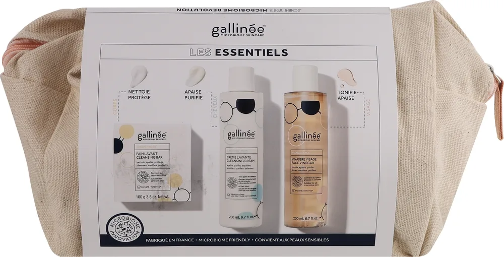Набор Gallinee Essentials очищающий крем для волос сыворотка для лица и мыло с пребиотиками 200+200 мл+100 г