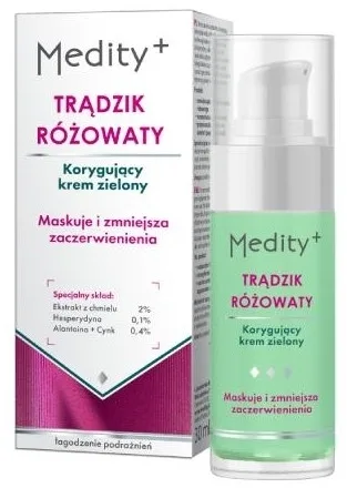 AVA Laboratorium Korygujący krem zielony na trądzik różowaty - Корректирующий крем для лица AVA Medity+ зелёный, при розацеа, 30 мл
