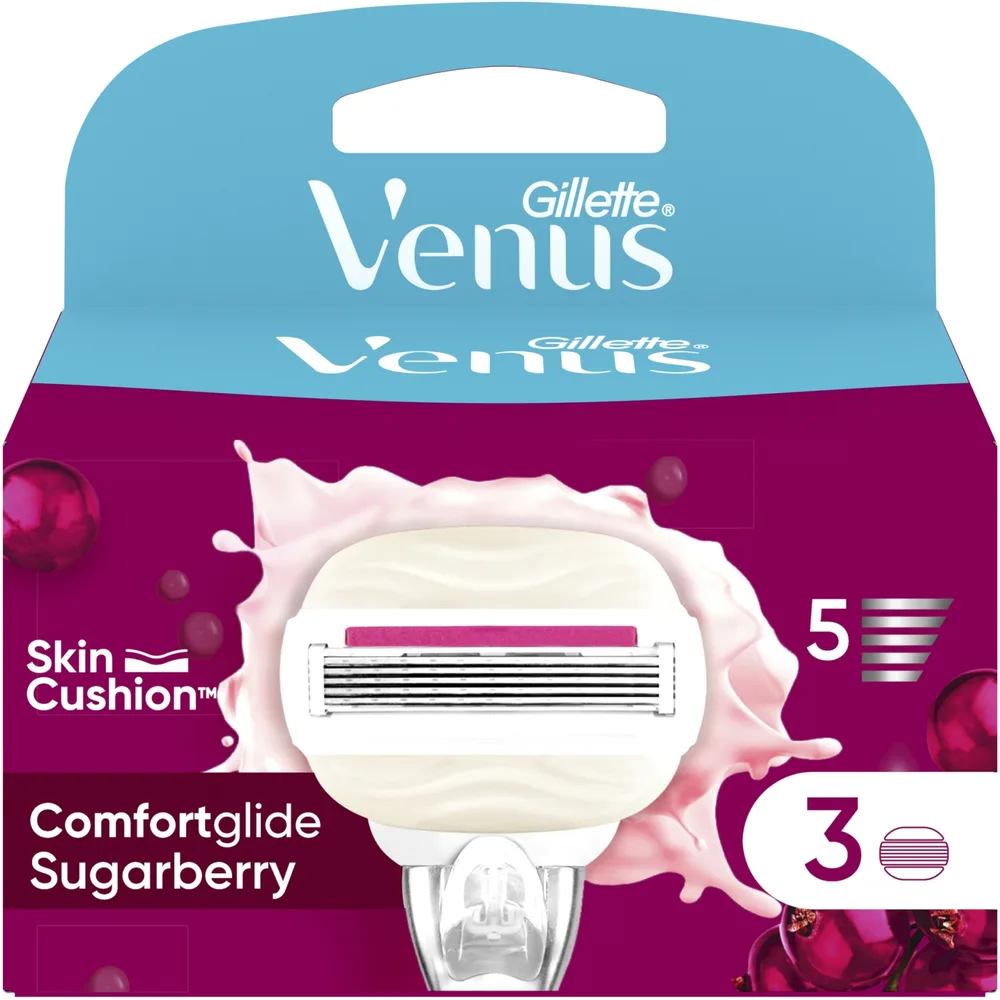 Сменные кассеты для бритвы Gillette Venus ComfortGlide Sugarberry, 5 лезвий, для сухой кожи, 3 шт