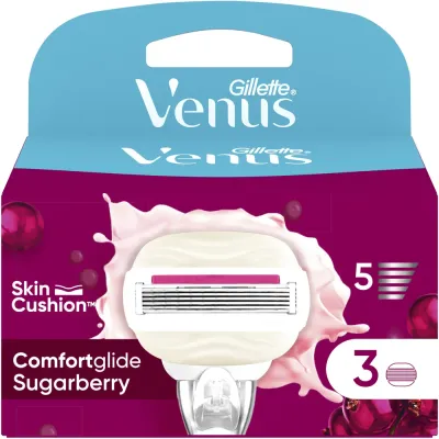 Сменные кассеты для бритвы Gillette Venus ComfortGlide Sugarberry, 5 лезвий, для сухой кожи, 3 шт
