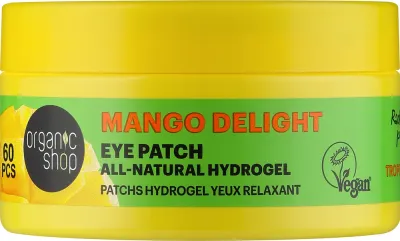 Organic Shop Mango Delight Eye Patch патчи для глаз гидрогелевые с манго и витамином C, от усталости, 60 шт