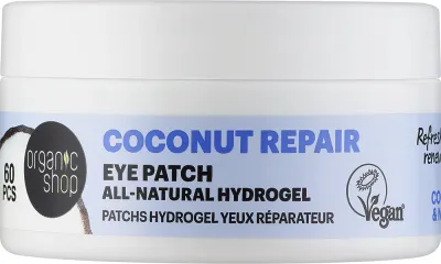 Патчи под глаза Organic Shop Coconut Repair гидрогелевые, кокосовое молоко и ниацинамид, 60 шт