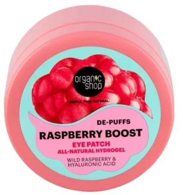 Патчи под глаза Organic Shop Raspberry Boost гидрогелевые, дикая малина и гиалуроновая кислота, 60 шт