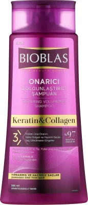 Шампунь для волос с коллагеном и кератином Bioblas Collagen + Keratin Shampoo, для тонких волос, 360 мл