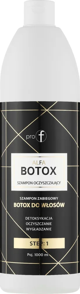 Шампунь очищающий Pro-F Professional Alfa Botox Step 1 перед разглаживающей процедурой, с экстрактом коры хинного дерева, 1000 мл