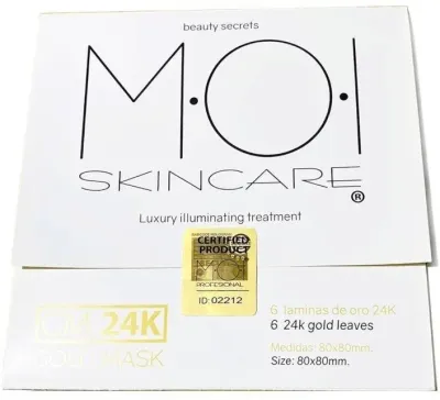 Набор MOI Gold Mask 24k маска для лица 30 мл и листы сусального золота 24 карата 6 шт