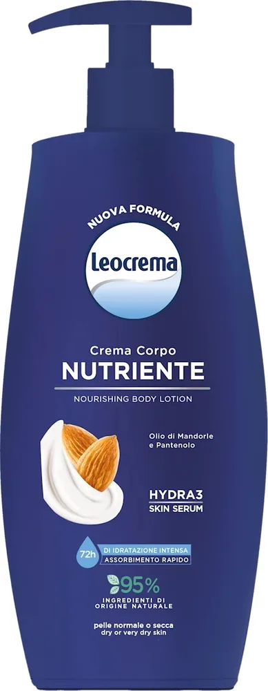 Питательный бальзам для тела Leocrema Nourishing Body Lotion с маслом миндаля и пантенолом, дозатор, 500 мл