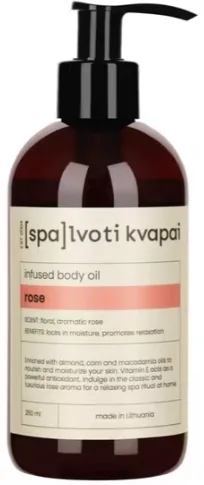 Масло для тела Spalvoti Kvapai Rose с ароматом розы питательное с миндалём и макадамией