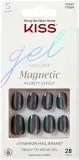 Накладные ногти Kiss Gel Fantasy Magnetic с клеем, серые магнитные, короткие овальные, 28 шт — фото 1