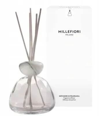 Ароматический диффузор Millefiori Milano Air Design Marble Glass без наполнителя, стеклянный, прозрачный с белым