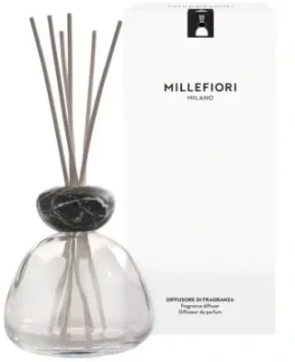 Ароматический диффузор Millefiori Milano Air Design Marble Glass без наполнителя, стеклянный, прозрачный с чёрным