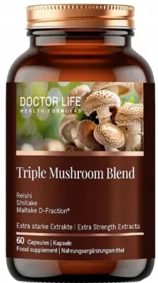 БАД Doctor Life Triple Mushroom Blend тройной комплекс грибов шиитаке, майтаке и рейши, в капсулах, 60 капсул