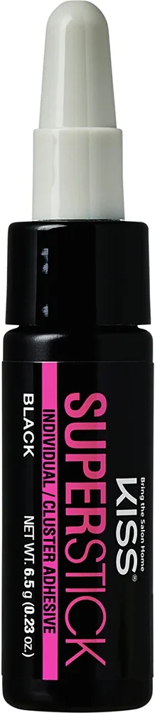 Клей для накладных ресниц Kiss Super Stick Individual Lash Cluster Adhesive Black чёрный, стойкий, с аппликатором, 6,5 г