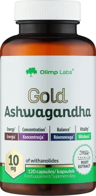 БАД Olimp Sport Nutrition Gold Ashwagandha ашваганда в капсулах, 120 капсул