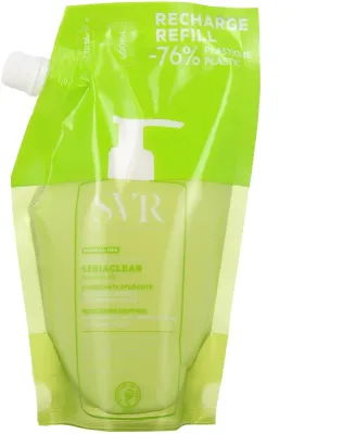 SVR Sebiaclear Moisturising Soothing Cleansing Cream крем для умывания увлажняющий успокаивающий с цинком и ниацинамидом, для лица и тела, сменный блок 400 мл