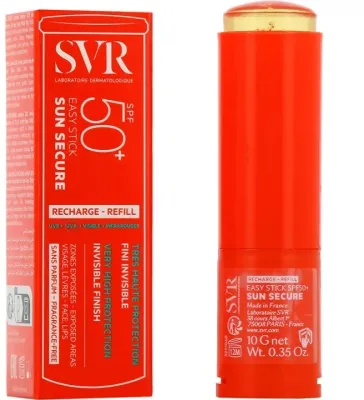 SVR Sun Secure Easy Stick стик солнцезащитный SPF50+, сменный блок 10 г, для лица и губ, защита чувствительных зон