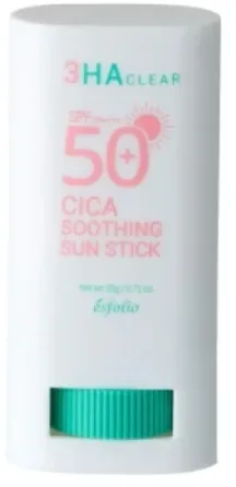 Стик солнцезащитный для лица Esfolio 3HA Clear Cica Soothing SPF 50+ PA++++ матирующий, 20 г