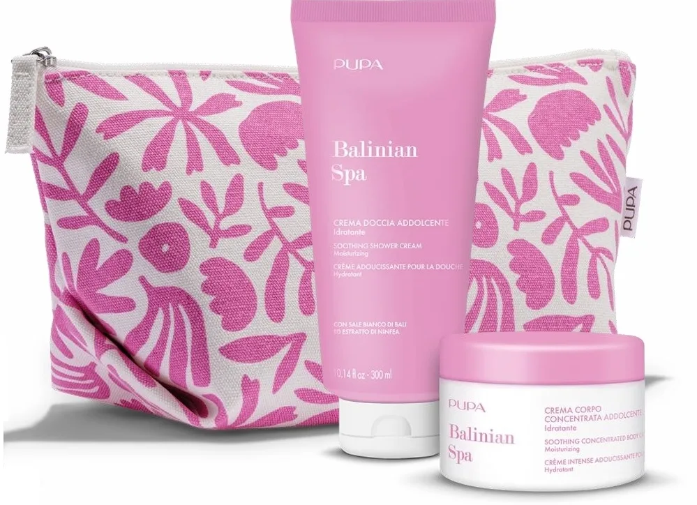 Набор Pupa Balinian Spa крем-гель для душа 300 мл концентрированный крем для тела 150 мл и косметичка