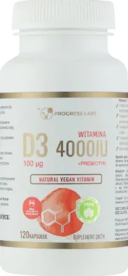 БАД Витамин D3, капсулы Progress Labs Vitamin D3 4000 IU, 4000 МЕ, 120 шт