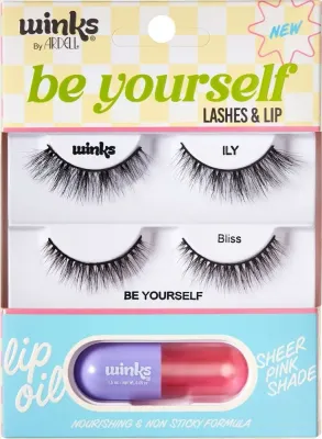 Набор Ardell Winks Be Yourself накладные ресницы Ily и Bliss 4 пары и масло для губ 1.5 мл