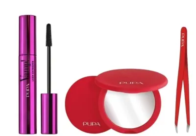 Набор Pupa Vamp! Lash Extender тушь для ресниц оттенок 112 Extra Black 14 мл зеркало и пинцет