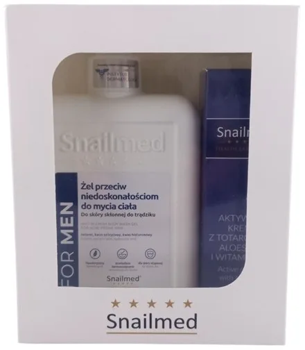 Мужской набор Snailmed гель для душа и крем для лица с гиалуроновой кислотой и маслом макадамии 280+30 мл