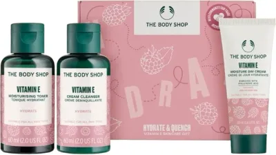 The Body Shop Vitamin E набор для лица увлажняющий: тоник 60 мл, крем-молочко для умывания 60 мл и дневной крем 20 мл с витамином E