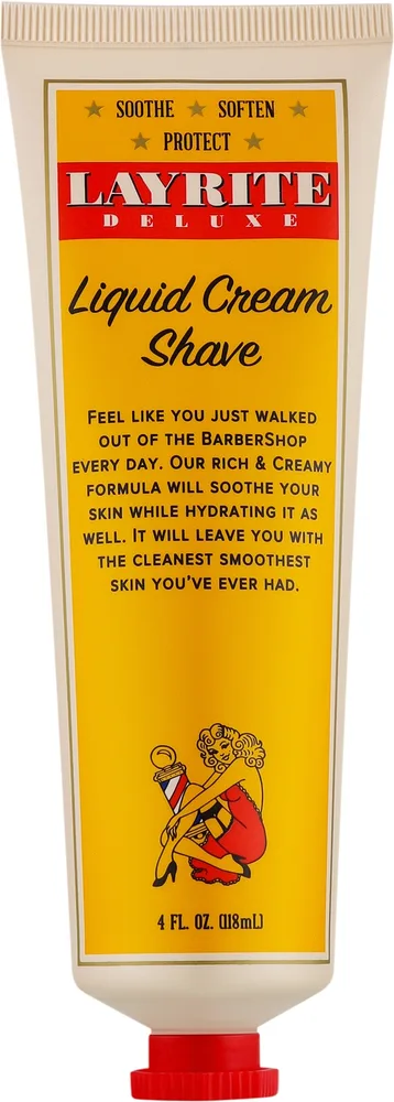 Крем для бритья Layrite Deluxe Liquid Cream Shave жидкий, не требует кисти, 118 мл