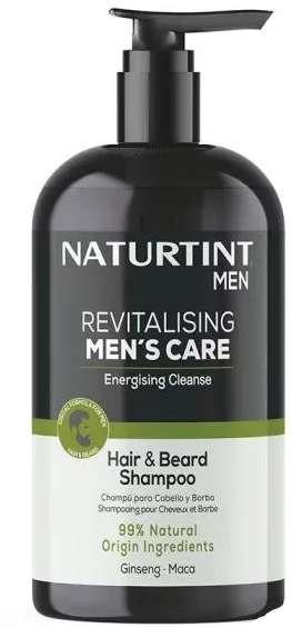 Шампунь Naturtint Men Revitalising для волос и бороды с женьшенем и макой, 500 мл