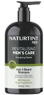 Шампунь Naturtint Men Revitalising для волос и бороды с женьшенем и макой, 500 мл