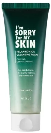 Ultru I'm Sorry For My Skin Relaxing Cica Cleansing Foam пенка для умывания лица с центеллой, зелёным чаем и морской солью, 150 мл