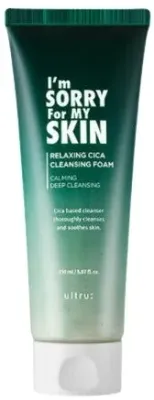 Ultru I'm Sorry For My Skin Relaxing Cica Cleansing Foam пенка для умывания лица с центеллой, зелёным чаем и морской солью, 150 мл