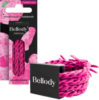 Резинки для волос Bellody Original Hair Ties плетёные, Candy Pink, 4 шт