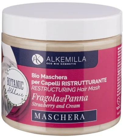 Alkemilla Eco Bio Cosmetic Alkemilla Eco Bio Cosmetic Restructuring Hair Mask - Восстанавливающая маска для волос Alkemilla Cream & Strawberry, масло ши, протеины сои, 200 мл