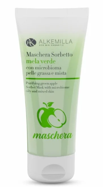Alkemilla Eco Bio Cosmetic Alkemilla Eco Bio Cosmetic Maschera - Увлажняющая маска-щербет для лица Alkemilla Eco Bio Sorbetto alla Mela Verde с зелёным яблоком и инулином, 75 мл