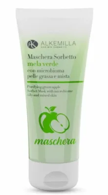 Alkemilla Eco Bio Cosmetic Alkemilla Eco Bio Cosmetic Maschera - Увлажняющая маска-щербет для лица Alkemilla Eco Bio Sorbetto alla Mela Verde с зелёным яблоком и инулином, 75 мл