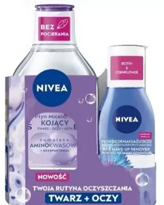 Набор для лица NIVEA Duo успокаивающая мицеллярная вода и средство для снятия макияжа с глаз для чувствительной кожи 400+125 мл