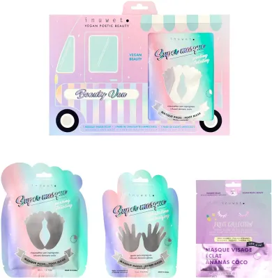 Набор масок Inuwet Beauty Van отшелушивающая маска-носки для ног маска-перчатки для рук и маска для лица 40+16+30 мл