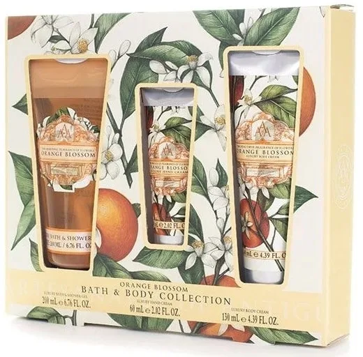 Aromas Artesanales de Antigua Aromas Artesanales De Antigua Orange Blossom Bath & Body Collection (sh/gel/200 мл + b/cr/130 мл + h/cr/60 мл) - Набор для тела Aromas Artesanales Orange Blossom гель для душа крем для тела и крем для рук с маслом ши и ароматом цветов апельсина 200+130+60 мл