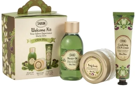 Набор для тела Sabon Olive Bliss масло для душа CICA-крем и скраб с оливковым маслом и центеллой 100+30+60 мл