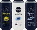 Мужской набор гелей для душа NIVEA Men три геля Protect Power и Sensitive с ментолом 3x250 мл — фото 2