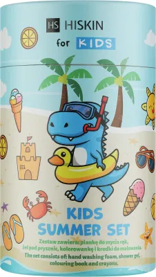 HiSkin Kids Blue Set набор детский: пенка для мытья рук и тела 300 мл, гель для душа 75 мл, мелок, аромат черники
