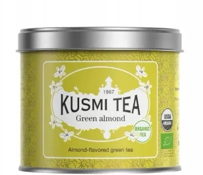 Био зелёный чай с миндалём Kusmi Tea Green Almond, в банке