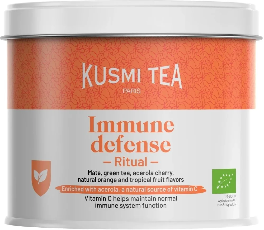 Органический зелёный чай Kusmi Tea Immune Defense Ritual, с мате и ацеролой, в банке