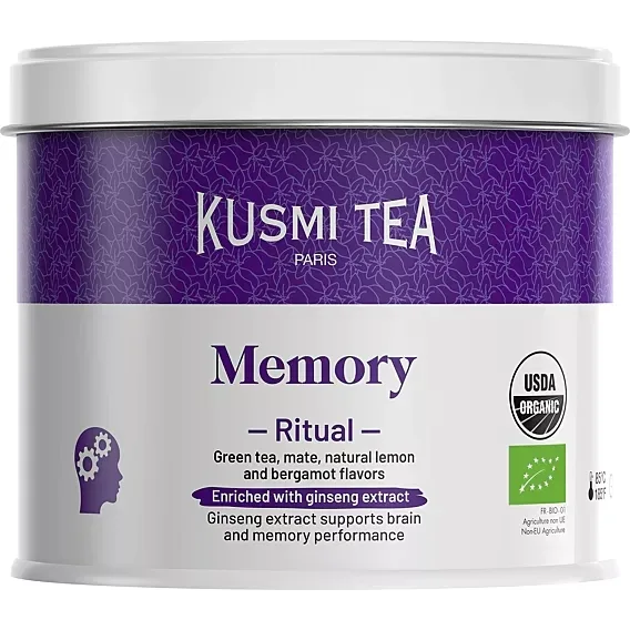 Органический зелёный чай Kusmi Tea Memory Ritual, с мате и женьшенем, в банке
