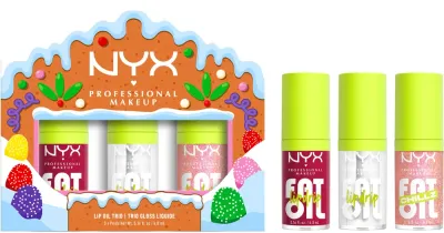 NYX Professional Makeup Zestaw do makijażu ust - Набор масел для губ NYX Holiday Fat Oil три мерцающих масла с увлажнением 3x4.8 мл