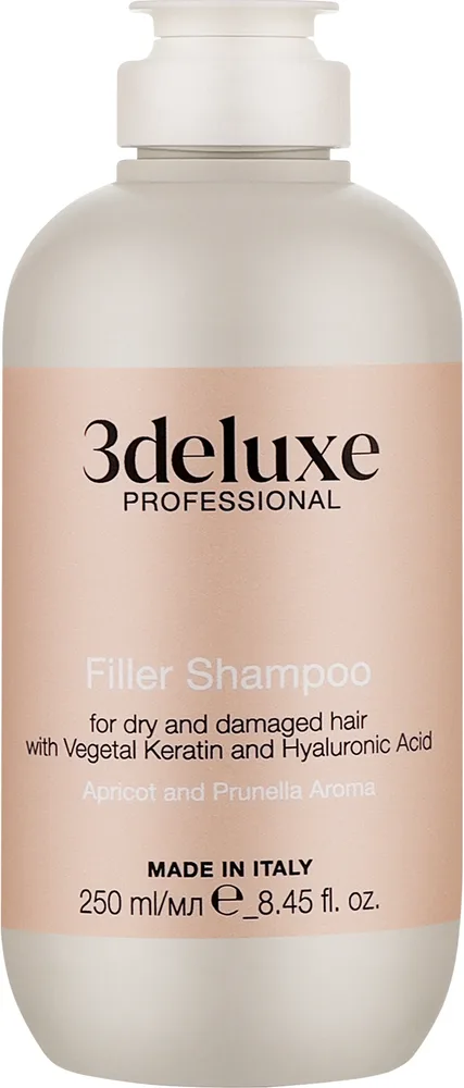 Шампунь-филлер для сухих и повреждённых волос 3DeLuXe Filler Shampoo, с растительным кератином и гиалуроновой кислотой, 250 мл