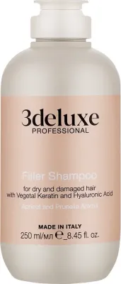 Шампунь-филлер для сухих и повреждённых волос 3DeLuXe Filler Shampoo, с растительным кератином и гиалуроновой кислотой, 250 мл